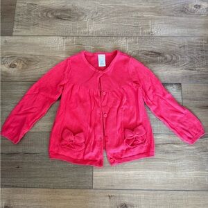 Kids Coral Cardigan with Bow Pocket Accents